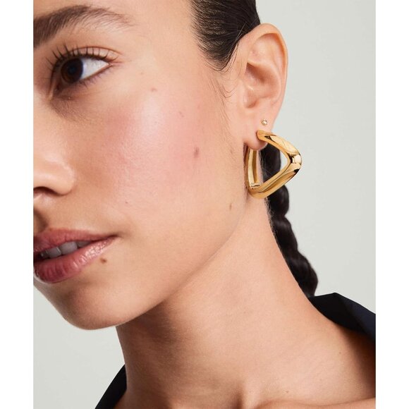 14K Gold Plated Thick Chunky Geometry Earrings for Women - Picture 3 of 6